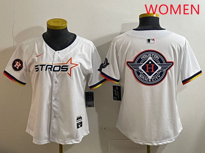 Women Houston Astros Blank White three generations Joint Name Nike 2025 MLB Jersey style 28